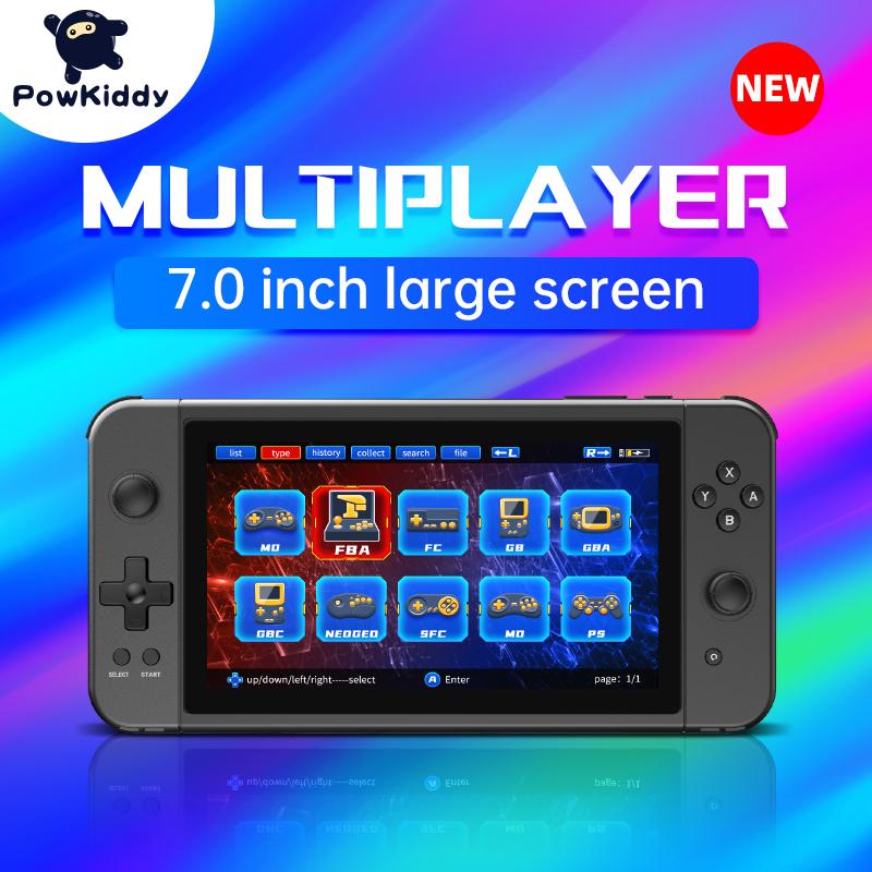 

Powkiddy X70 Ручная игровая консоль 7-дюймовый HD-экран Ретро-игра Дешевые детские подарки Поддержка игр для двух игроков