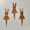 Easter Sign Rusted Rabbit Statue Tree Pot Stake Perfect for Rusty Porch and Garden Sculpture Decoration