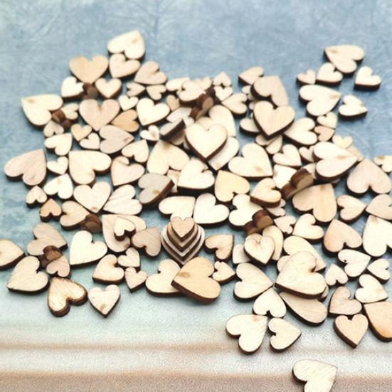 100Pcs 4Sizes Mixed Wood Wooden Love Heart Wedding Table Scatter Decor DIY Craft