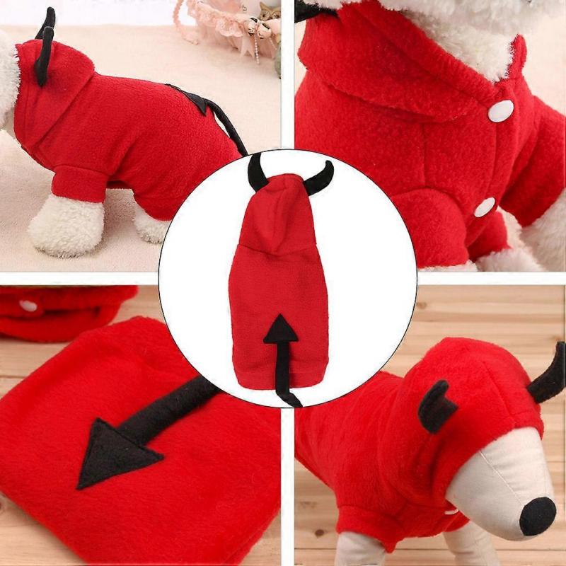 Halloween Dog Clothes Pet Costume for Winter 2Pcs Red Apparel