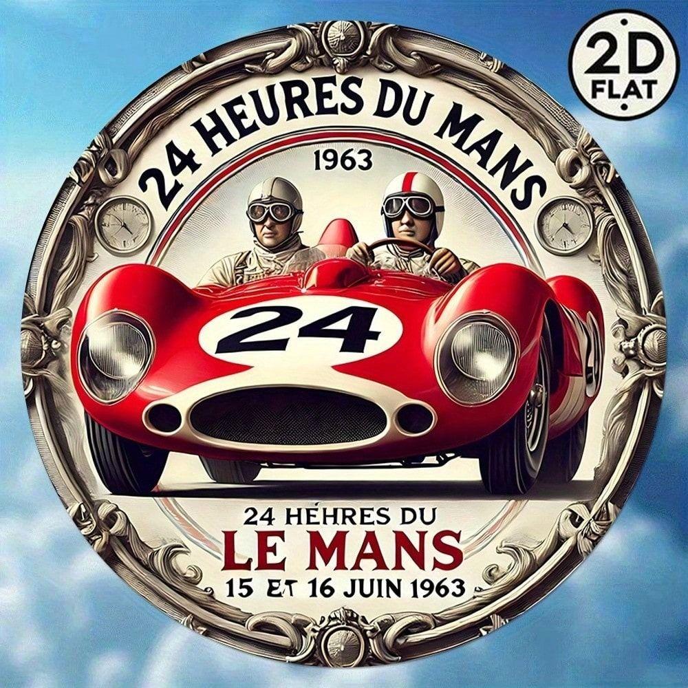 

Vintage Le Mans 1963 Metal Tin Sign, Rusty Garage Wall Decor Bar Pub 8x8 inch