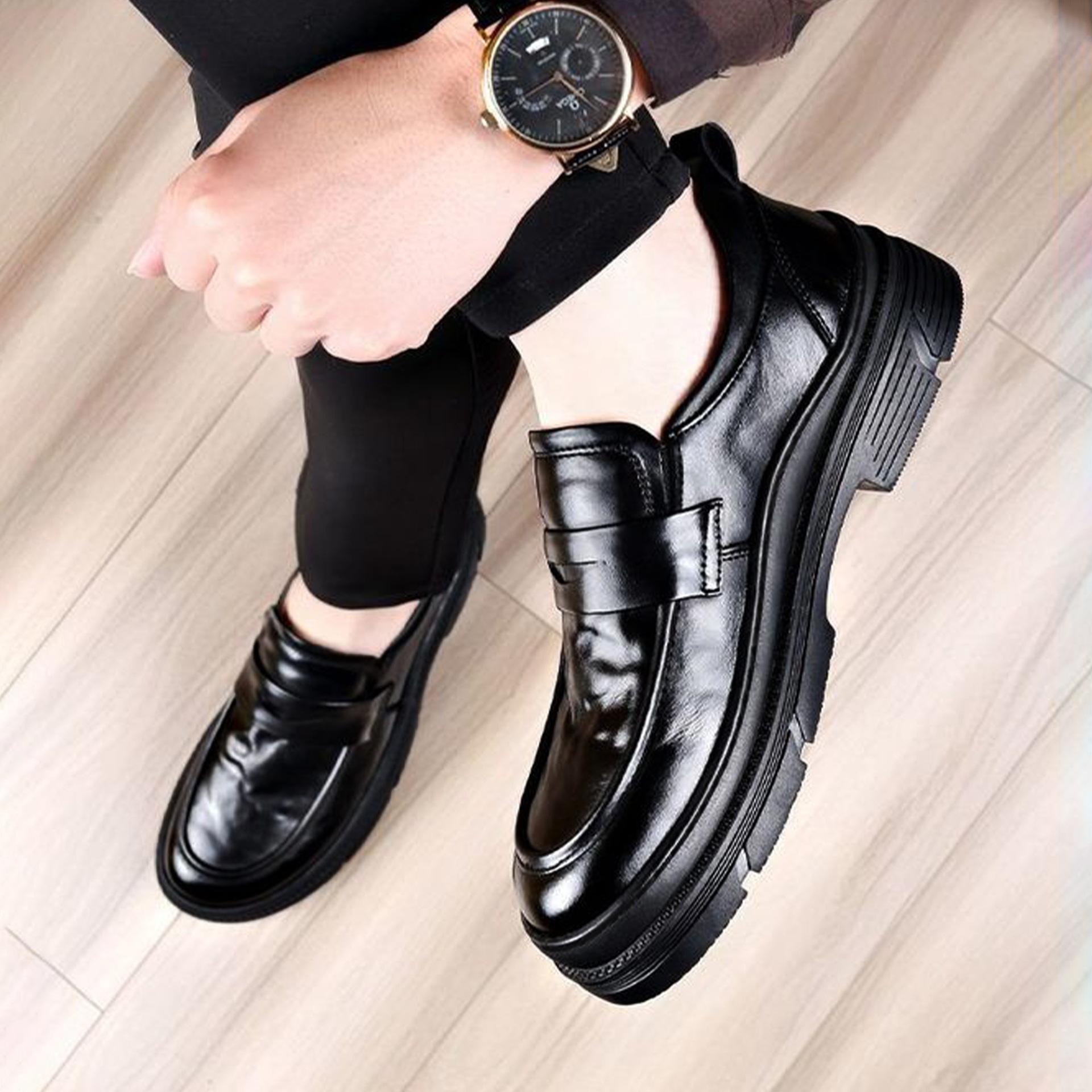 

Модные ретро туфли из кожи с большой головой мужские осенние новые деловые повседневные кожаные туфли мужские модные туфли для платья большого размера 39-48 48 чёрный