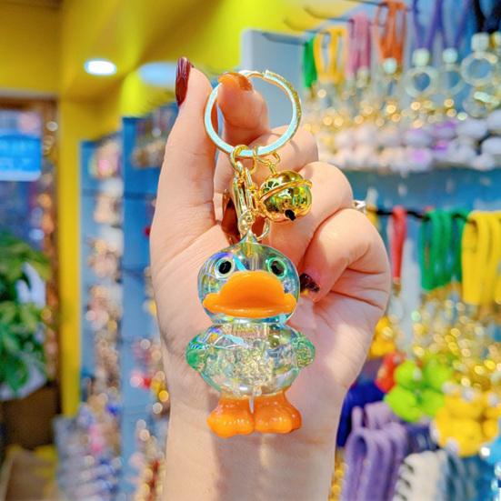 Schlüsselanhänger Transparent Macaron-Farbe Perlen Schlüsselkette mit Entenanhänger Tragbar Anti-Verlust Handy-Kettenbeutel Aufhänger
