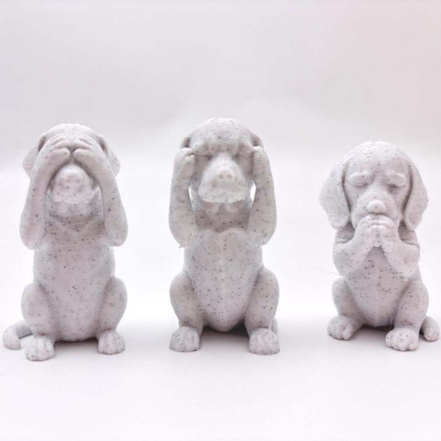 Набор из 3 статуэток Собаки Мудрости: Слушай, Смотри, Говори. Декоративные фигурки такс для дома.