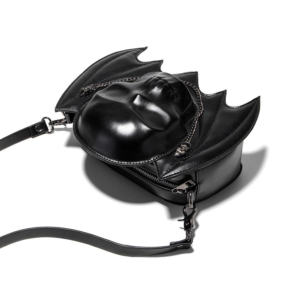 Dámská punková taška přes rameno/crossbody s designem lebky a netopýra
