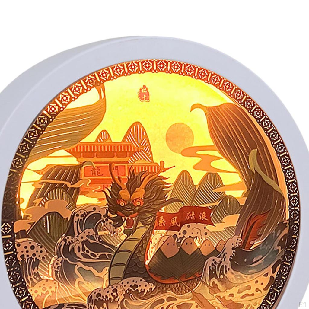 Festival Gifts 3D Paper Carving Night Box Sculptures Table Lamps Decorative Desktop Lamp