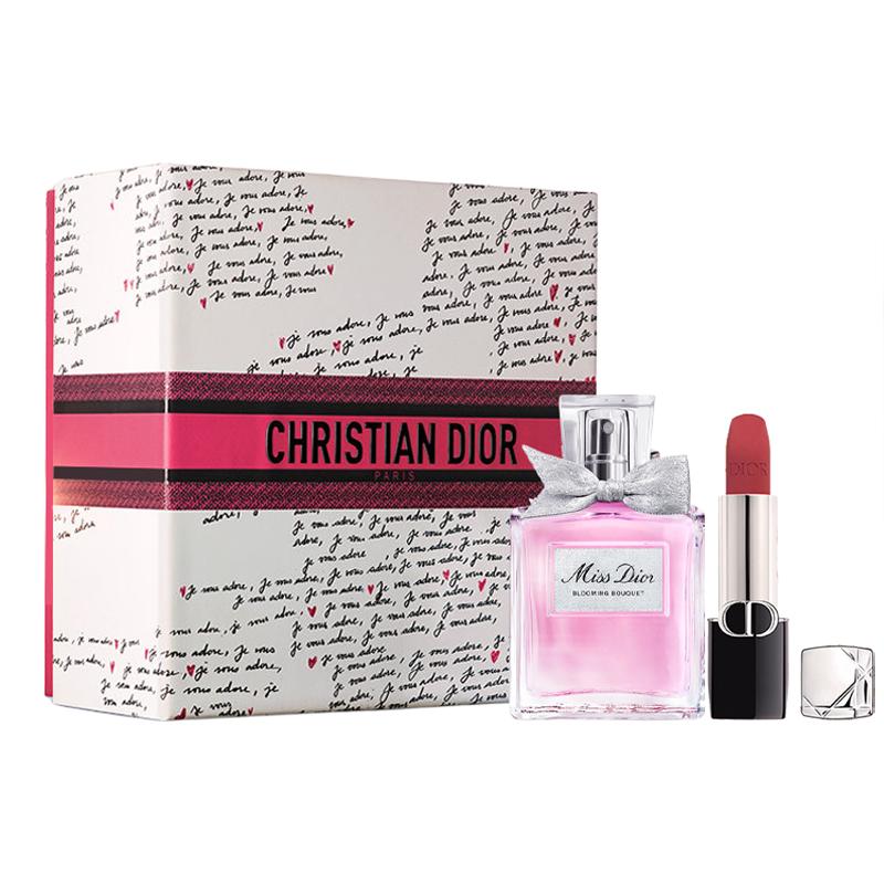 DIOR Perfume Huayang Sweetheart 30ml + Blue Gold Lipstick #688 Rose Pink Brown синий