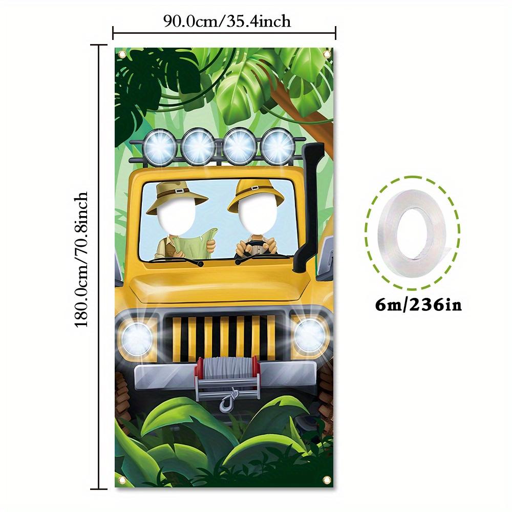 Jungle Safari Photo Door Banner Vinyl Safari Backdrop Adventure Background Funny Jungle Game Kids Birthday Party Decor Supplies