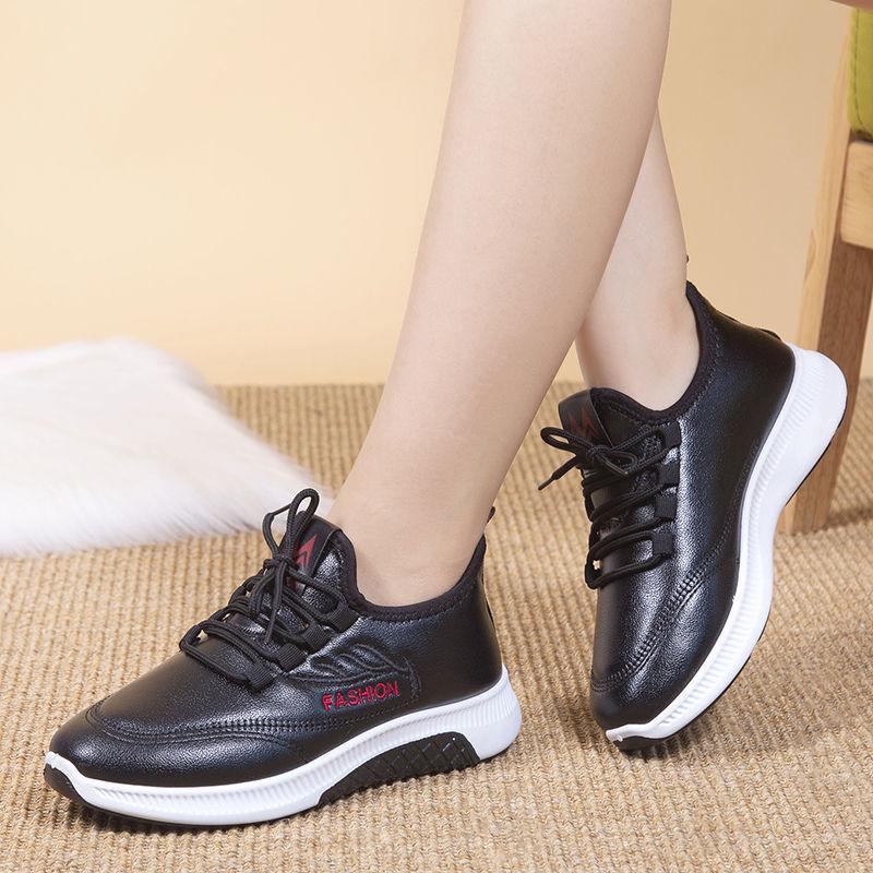 Autumn and Winter New Cotton Shoes Women's Velvet Thickened Leather Waterproof Snow Boots Soft Sole Warm and Casual