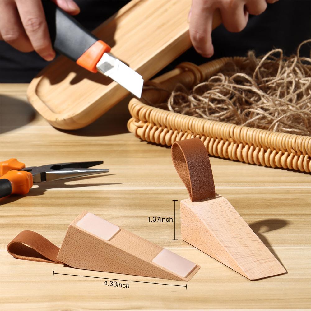 Durable Sturdy Non-Slip Door Stopper Soild Door Wedges Wooden