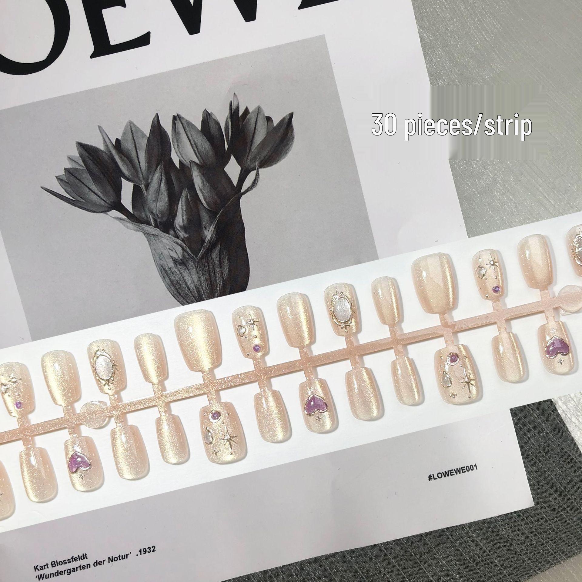 

Блестящие накладные ногти «кошачий глаз» в стиле барокко, высококлассный легкий люкс, набор из 30 штук YM207 Ice Crystal Sunset XS/S/M