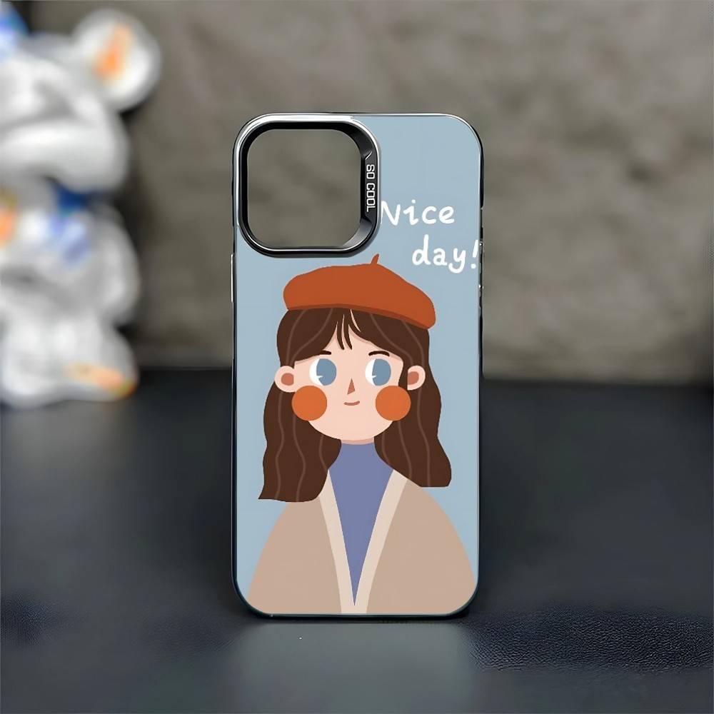 Sweet girl Phone Case For iPhone17,16,15,14,13,12,11 Plus,Pro Max Black Matte Shockproof Cover