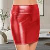 1Pc Solid Color Shiny Polyester Fiber Mini Night Clubwear Sexy Metallic Skirts Micro Bodycon Skirts Women's