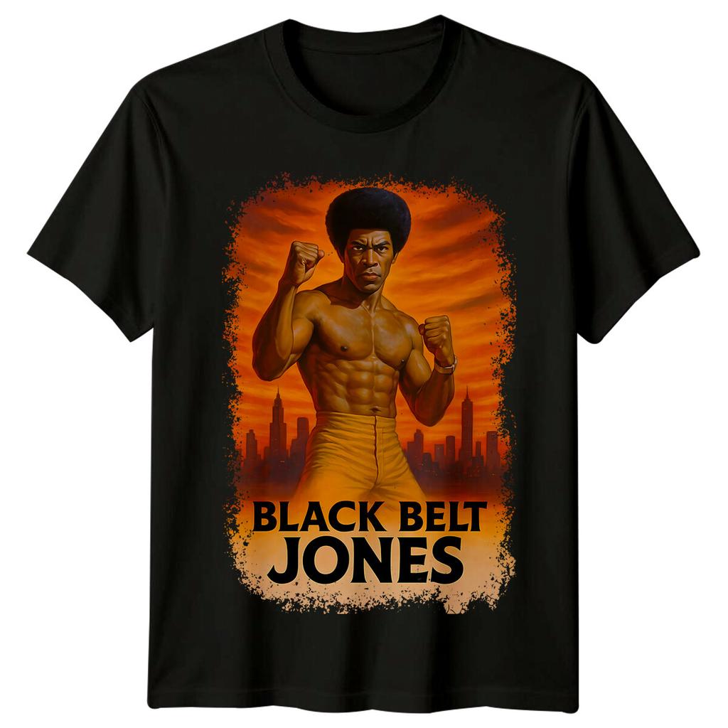 Cinturão Negro Jones (1974) Camiseta Inspirada em Cartaz de Filme Retrô Anos 80