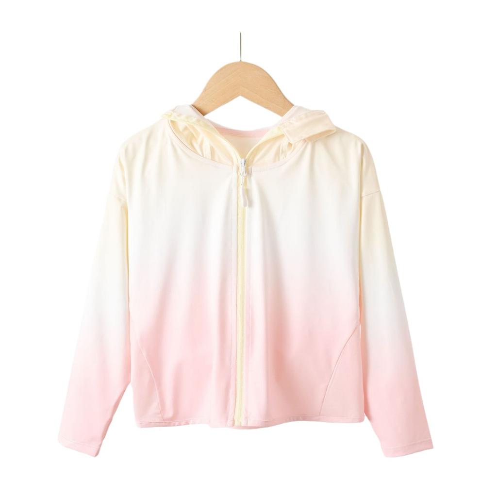 Kids Fashion Summer Gradient Sun Protection Jacket UPF50+ UV Protection Lightweight Breathable Outdoor Sun Hoodie for Boys and Girls