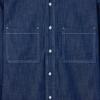 LAUGHER [Summer][Non-Fade] Two-Pocket Denim Work Shirt Long Sleeve - Indigo