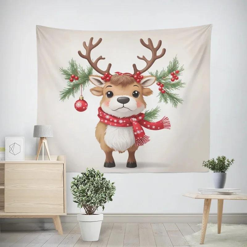 Weihnachten Neujahr Schlitten Elch Wandteppich Wohnzimmer Sofa Heimdeko Weihnachtsgeschenk