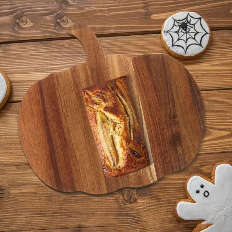 Unique Artisanal Wood Chopping Board With Celebratory Vegetable Plan Perfect For Halloween Donations