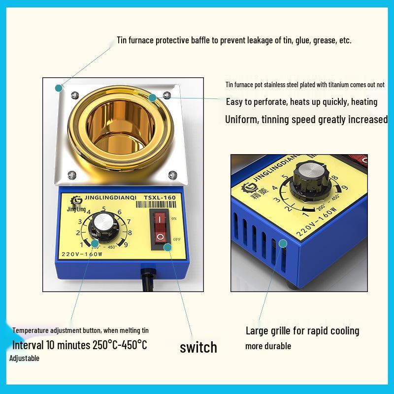 Portable Electric Tin Melting Pot: Adjustable Temperature Soldering Furnace for Electricians