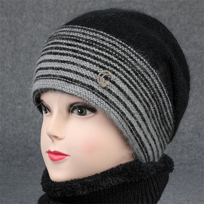 

Осень и зима новая шляпа шерстяная шляпа женская зимняя кроличий мех теплая универсальная модная вязаная шапка-пуловер one size elastic