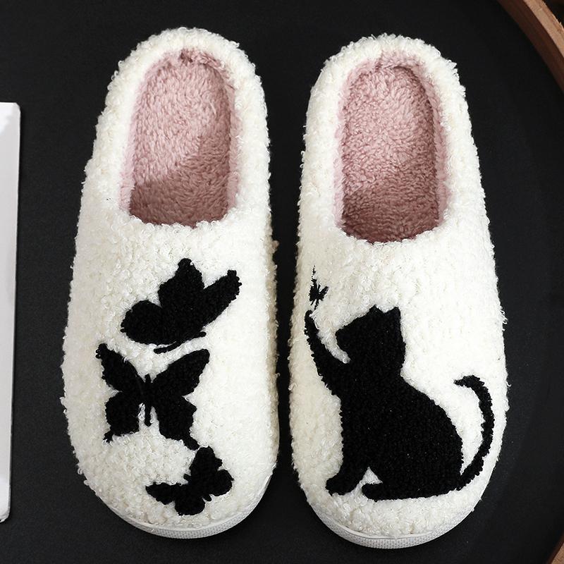 Fashion Fashion Cartoon Animals Cotton Slippers for Women Plus Size 45 Plush Slides Woman Soft Lightweight Warm Indoor Slipper Female