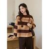 Mishow Women's Striped Gradient Faux Mink Velvet Sweater