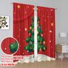 Set Of 2 Plane Printing Curtain Popular Christmas Tree Decorations Garland Versatile Polyester Fabric Without Rod Holiday