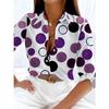 New Casual Long Sleeve Women'S Shirt, Digital Dot Print Spring And Autumn Style, Elegant And Fashionable Front Button for Women'S Clothing