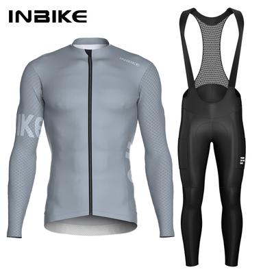 2026 Autumn Breathable Men's Cycling Set Long Sleeve Jersey Bib Pants Quick-Dry Road Bike Suit with Pockets Spring Autumn Cycling Clothing Man