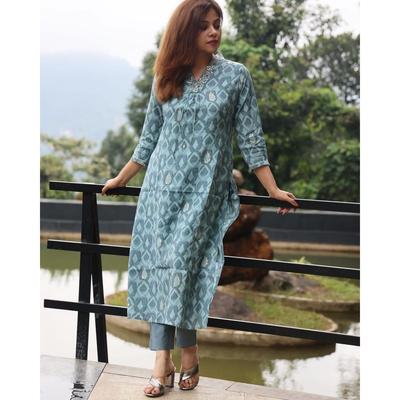 Indisches Top Tunika Baumwolle Kurta Hosen Set Damen Partykleidung Bollywood Ethnisch Kurti VF-20247a