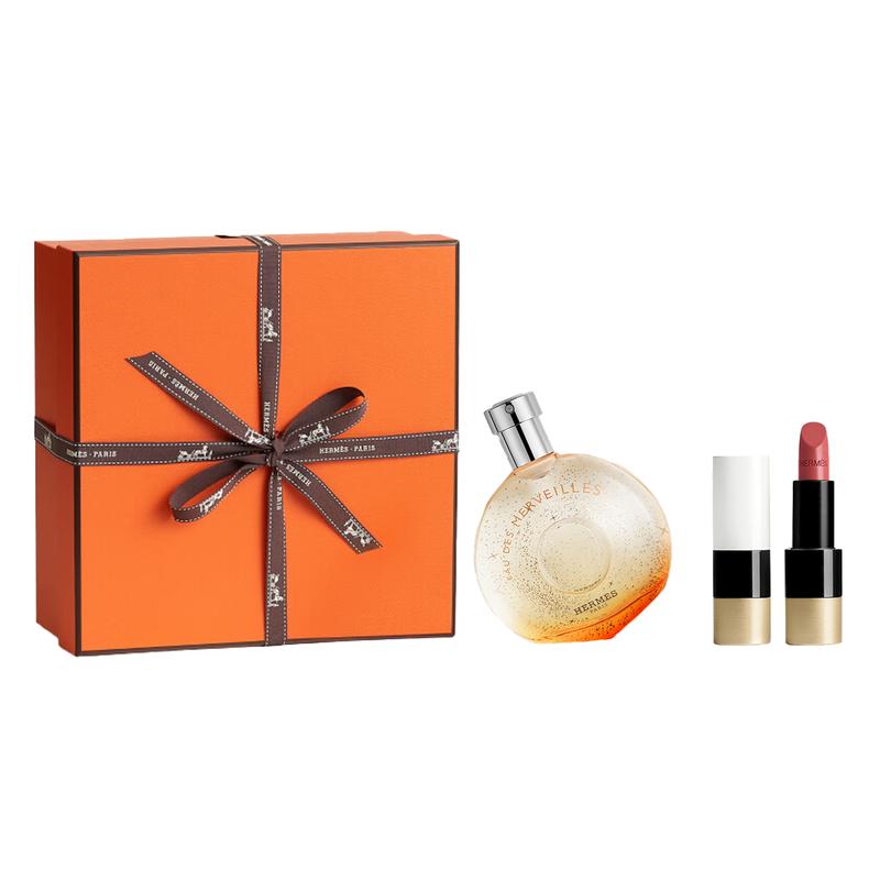 Hermes Orange Starlight Парфюм + Подарочный Набор Туалетная Вода EDT Древесный Аромат Косметика 9715611-Парфюм 30мл + Сатиновая Помада #21 3.5г красный
