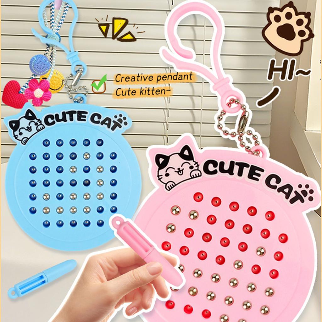 Cat Magnetic Drawing Board Keychain Leisure Toy Bag Pendant Fun Keychain Cartoon Cat Pendant Jewelry Fashion Accessories Creative Gift