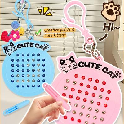 Cat Magnetic Drawing Board Keychain Leisure Toy Bag Pendant Fun Keychain Cartoon Cat Pendant Jewelry Fashion Accessories Creative Gift