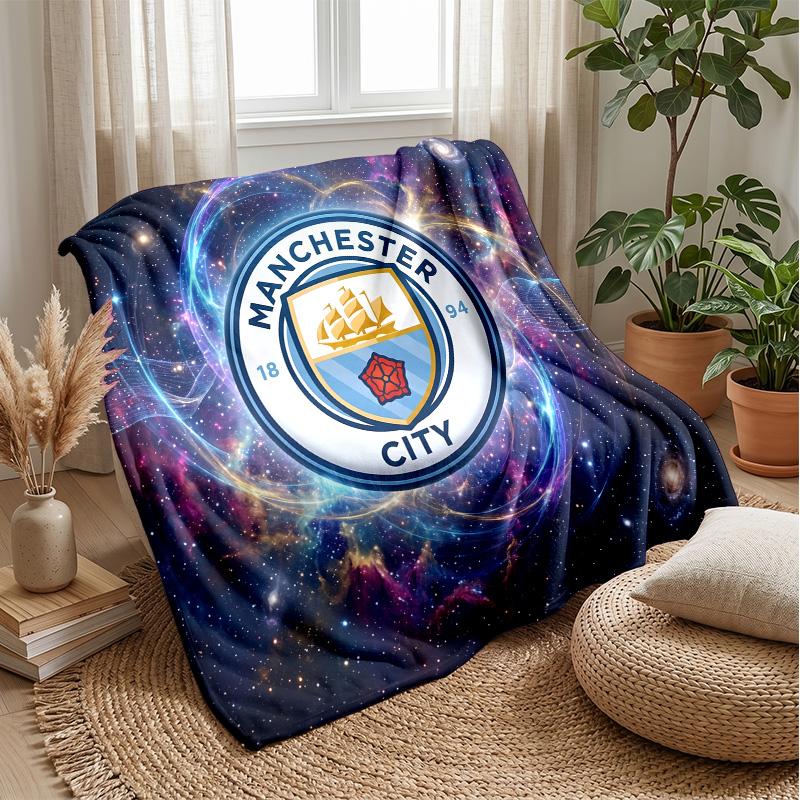 Couverture sur le thème de Manchester City Couverture douce en flanelle Couverture jetée pelucheuse Couverture douillette pour canapé et lit pour la décoration de la maison