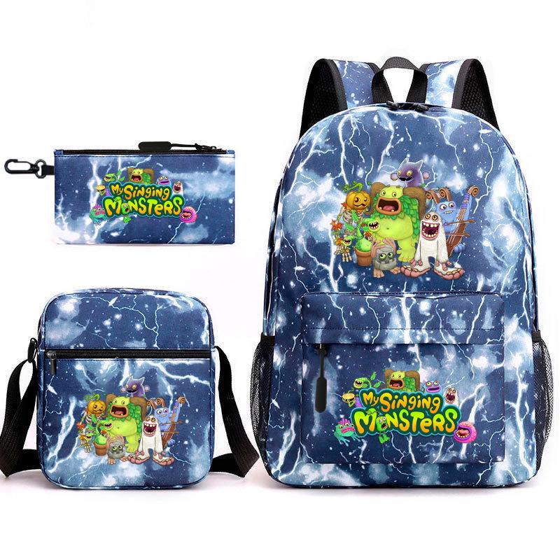 2024 New Monster Concert Starry Sky Backpack My Singing Monsters Elementary School Bag Three-piece Set