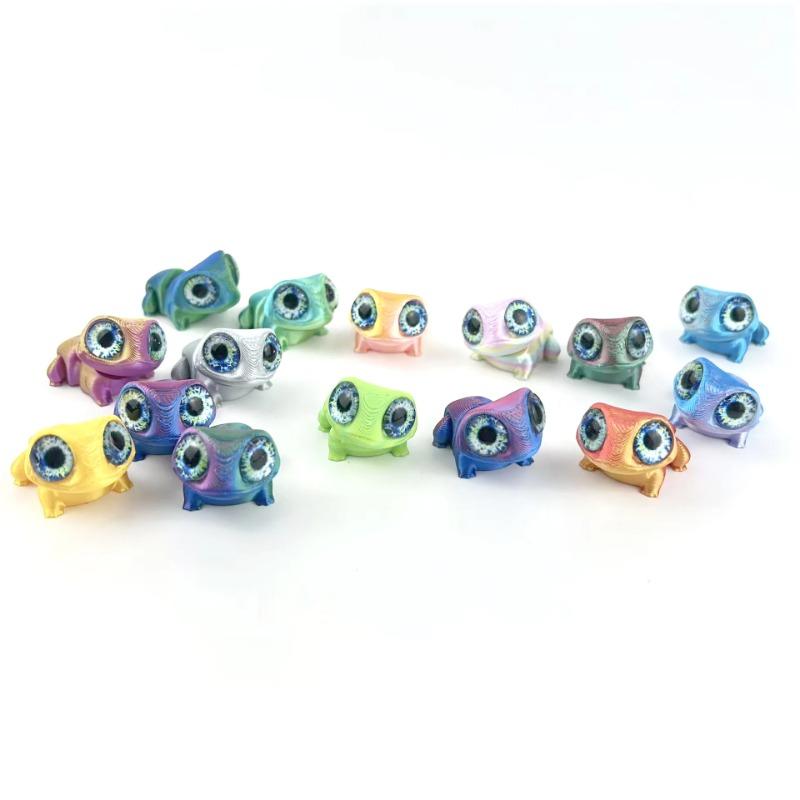 3D Printing Cute Big-eyed Frog Figurines Toy Home Decorations Joints Movable Realistic Eyes Mini Frog Animal Toy Children Gifts