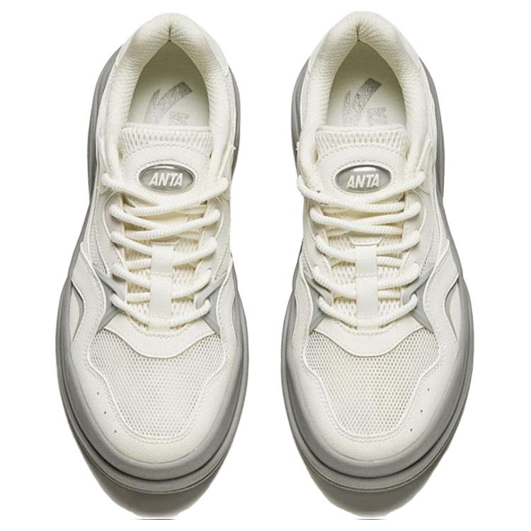 Anta Seaweed Non-Slip Shock Absorbing Lightweight Increased Height Low-Top Sneakers Women sneakers White Gray 922428011-54