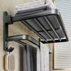 Wandmontiertes Bohrloses Aluminium-Badezimmerregal mit Handtuchhalter