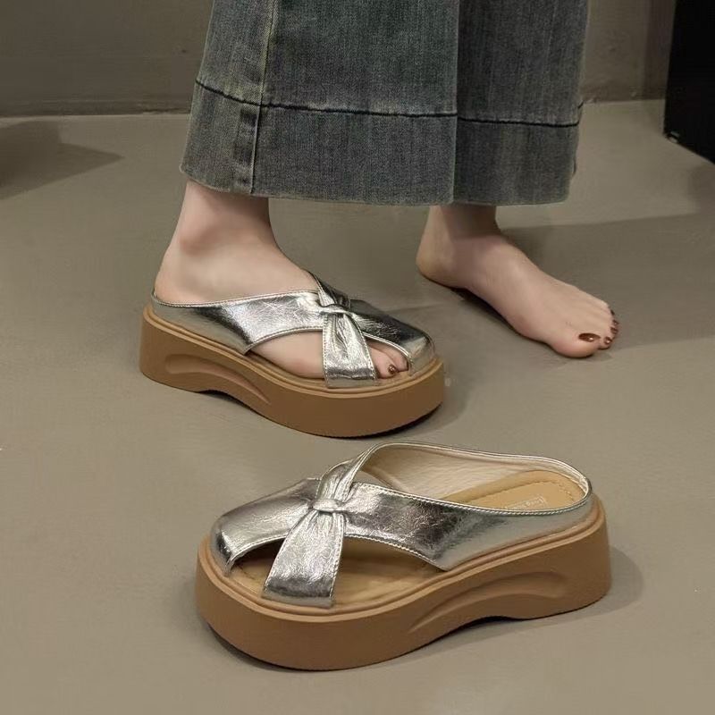 Thick-soled Bag Head Open-toed Roman Shoes Slippers Women's Versatile Wear Small Lazy Sandals Tide 2025 Summer New Models