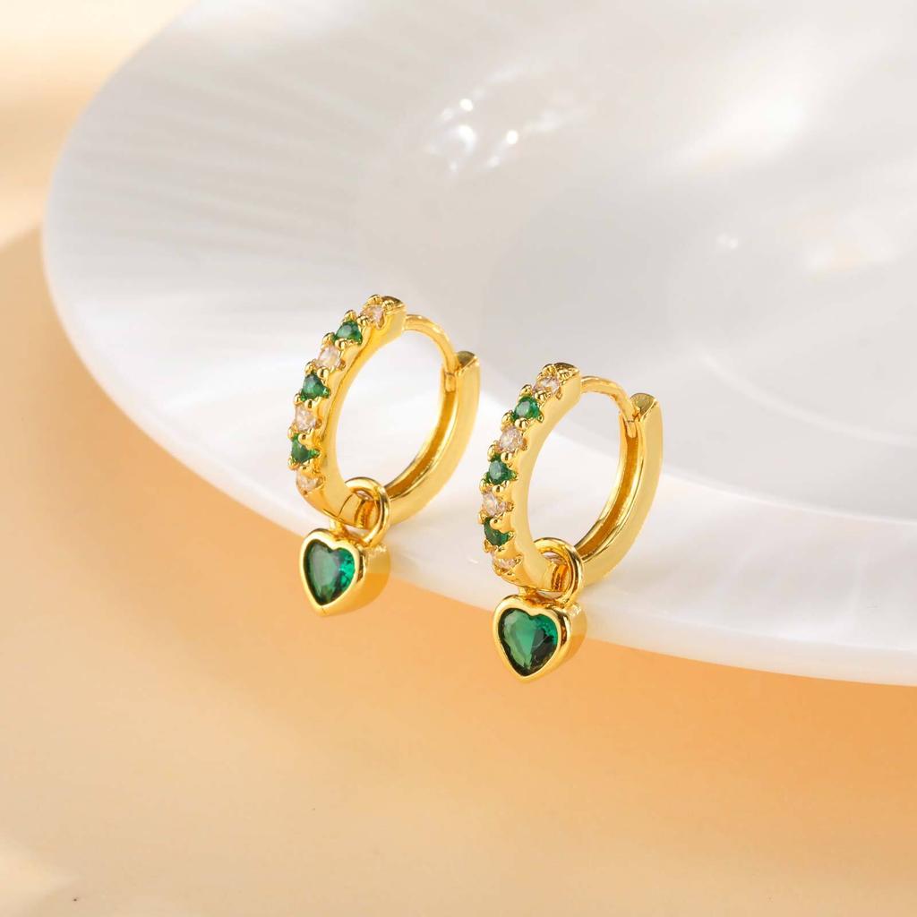 Women's Small Huggie Hoop Earrings, Heart Cubic Zirconia Dangle Earring,fashion Puncture Jewelry Ear Accessories