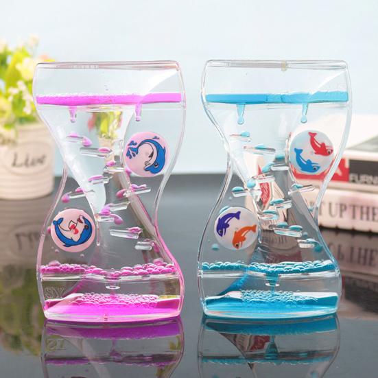 Moving Drip Oil Kids Toy Hourglass Liquid Bubble Timer Home Office Desk Decor