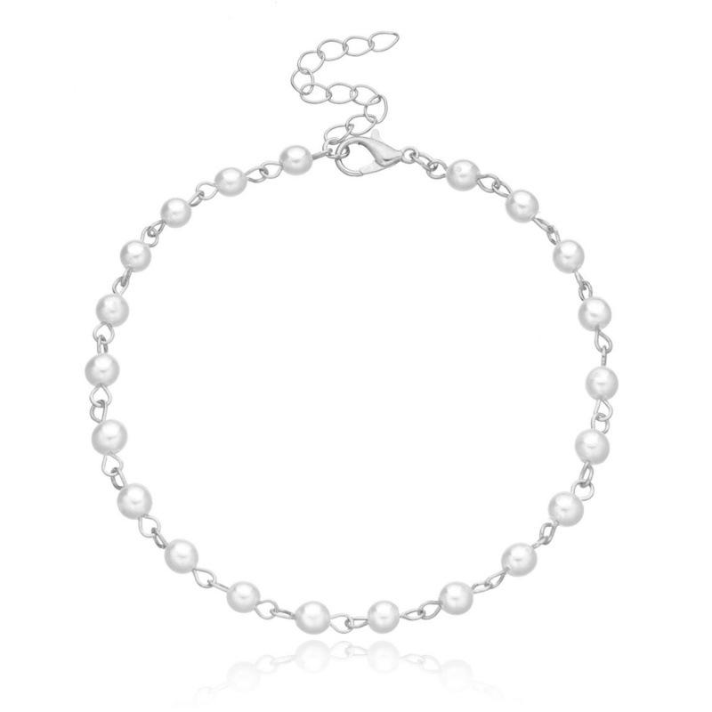 European-American Geometric Pearl Chain Beach Anklet for Women - New Fashion Jewelry