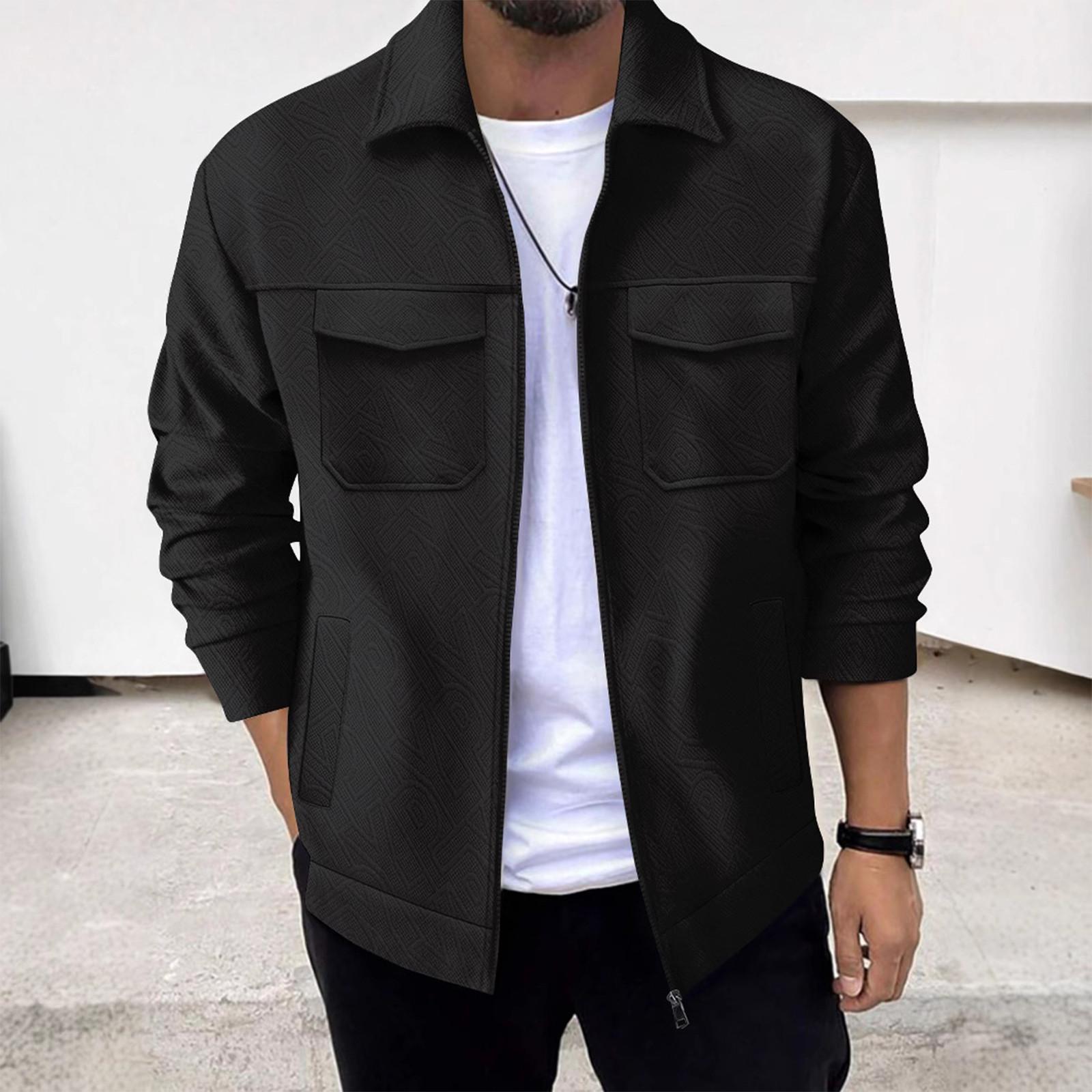 

Мужская повседневная куртка с карманами, лацканами и молнией, модный топ с длинными рукавами XXL