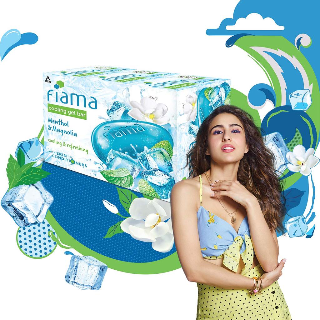 Fiama Cooling Gel Soap Bar Menthol Magnolia 125GX3 With Skin Conditioners For Soft Fresh Moisturised Skin For Men And Women