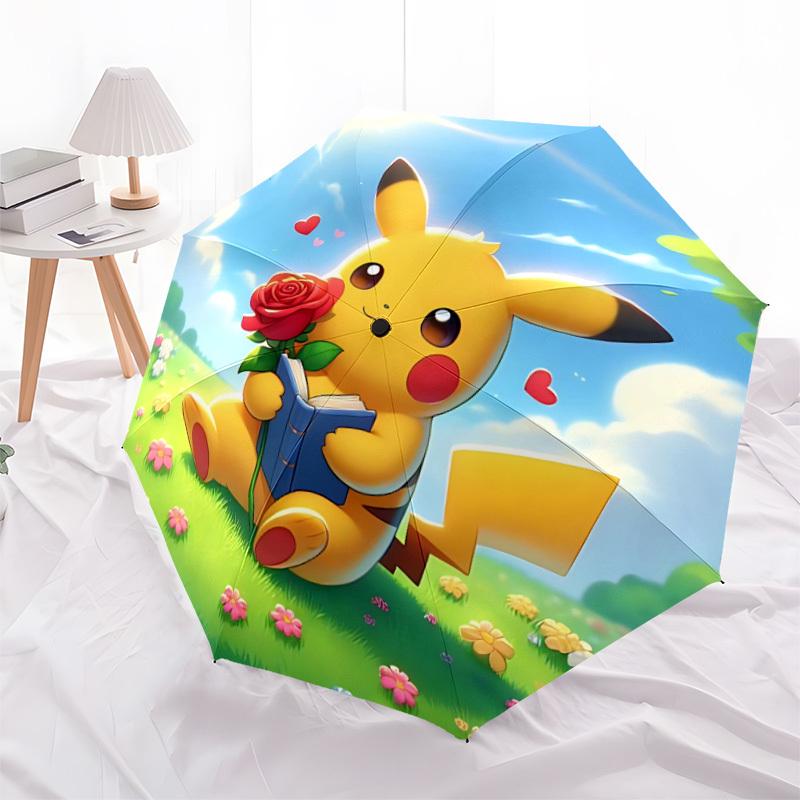 1pc Pikachu Automatic Open/Close Umbrella - Compact Travel Umbrella with 8-Rib Durable Frame, Portable for Commuting, yy251023023