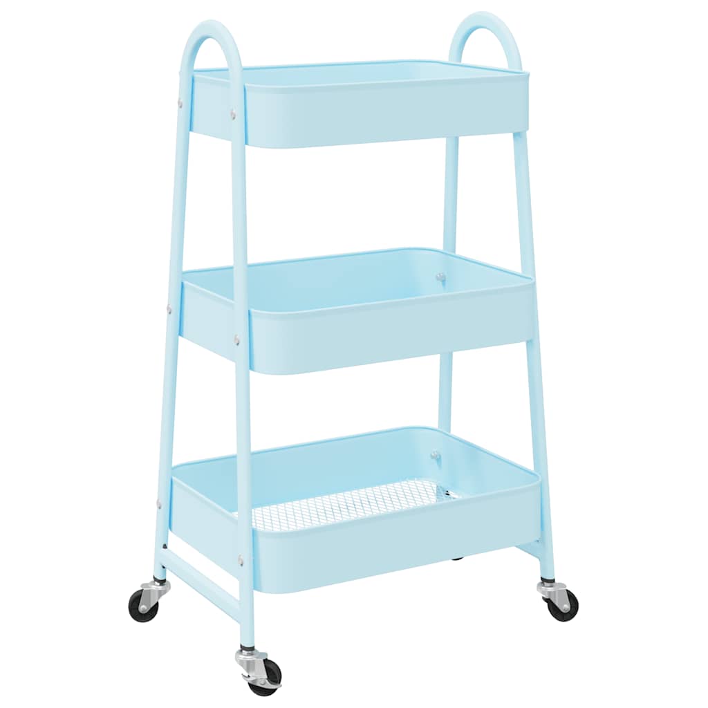 3 Tier Storage Trolley Blue 42 X 41.5 X 77 Cm Steel