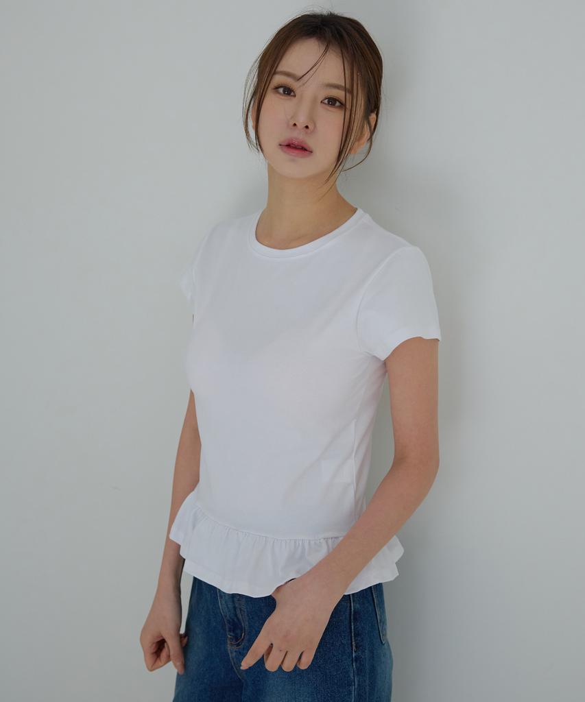 AWESOME STUDIO Frill Layered Short Sleeve T-Shirt White