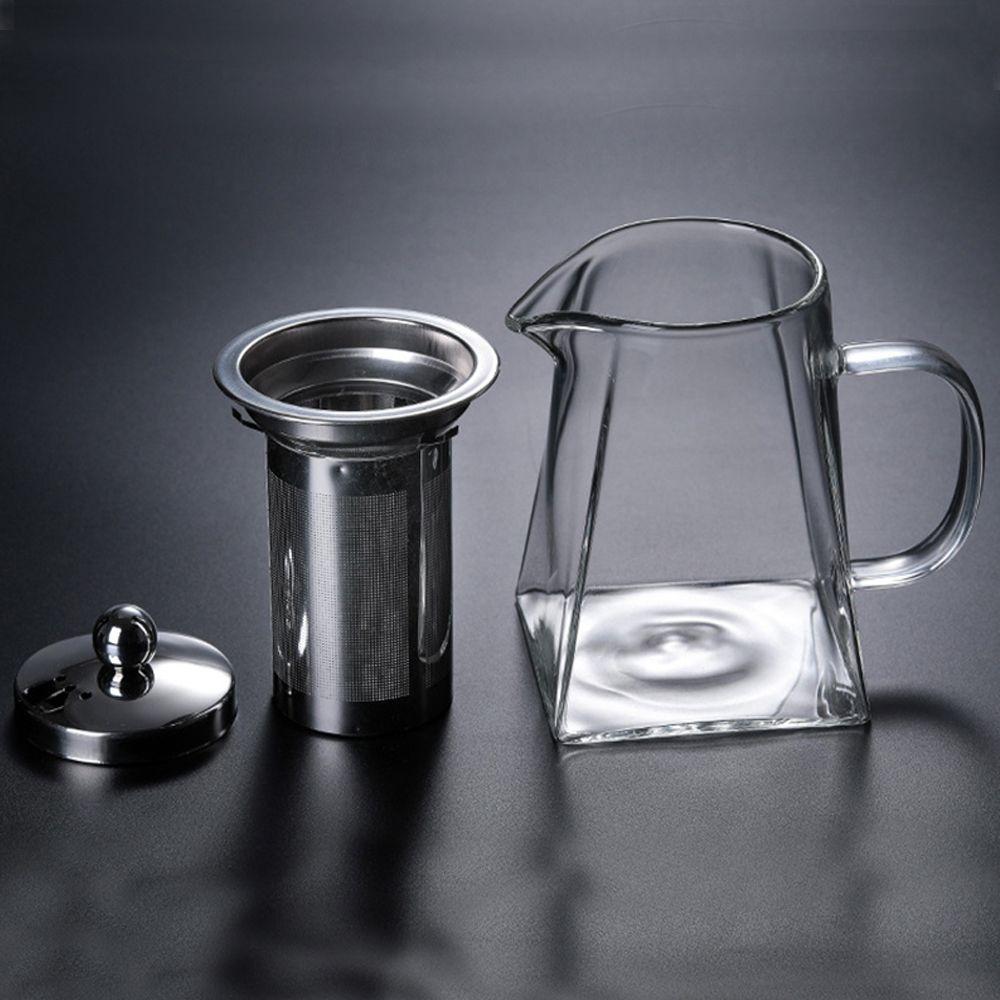 Stainless Steel Tea Strainers Scented Tea Coffee Glass Square Pot with Tea Strainers Kettle Teapot