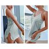 Women's Small Fresh Short Dress Home Casual Breathable Pajamas Pajamas Haze Blue Imitation Silk Home Clothes