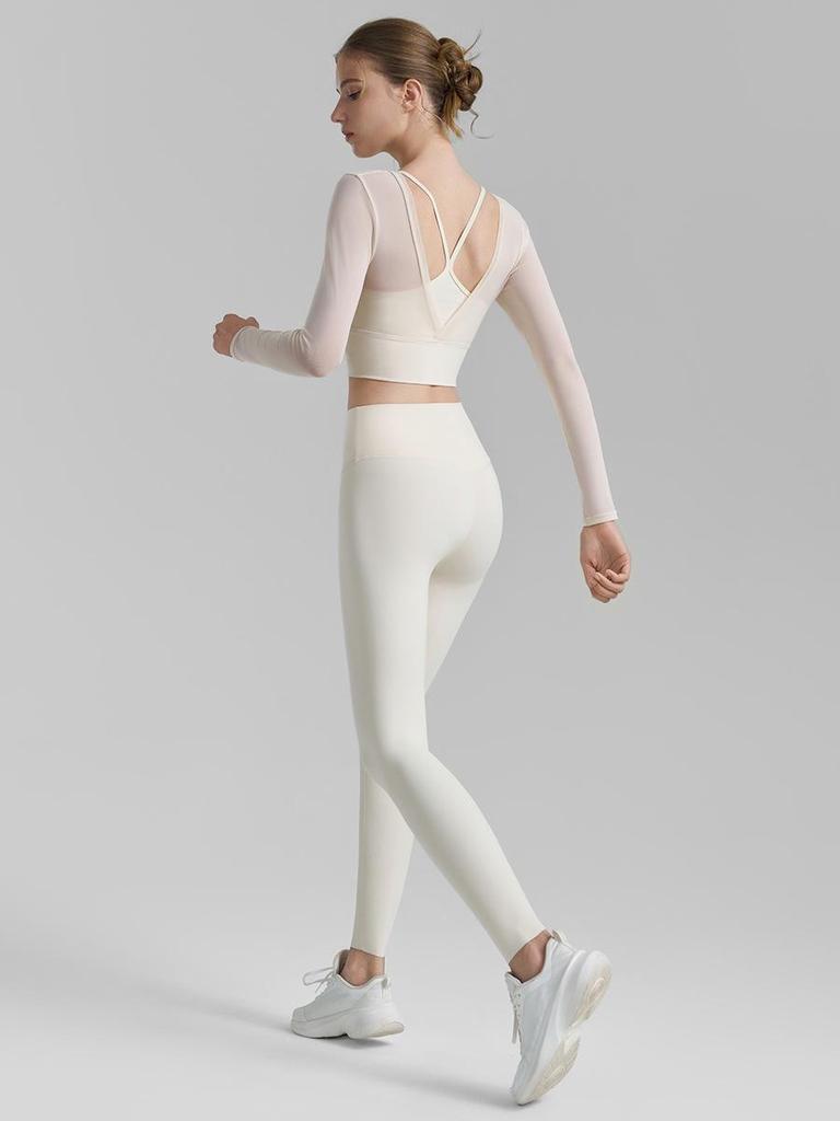 2025 Autumn Women's Mesh Yoga Set: Two-Piece Short & Tight Lycra Pants